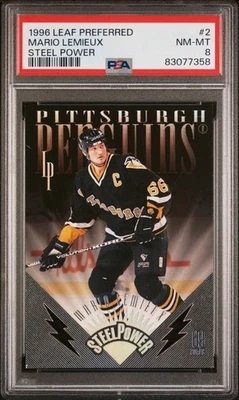 Mario Lemieux #2 1996-97 Leaf Preffered Steel Power PSA 8 Pittsburgh/2500 Foto 1 de 2