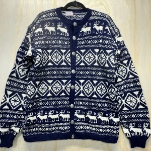 VTG O. Allers Bergen-Norway Hand Knitted Wool Sweater Womens Sz L-XL - Picture 1 of 9