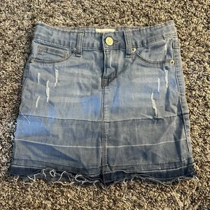 HUDSON Girls Size 8 Above The Knee Distressed Denim Skirt W/ Adjustable Waist - Picture 1 of 5