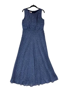 Talbots Damen blau ärmellos Plissee Midikleid Größe 10 reine Seide #966A - Bild 1 von 10