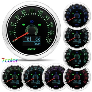 85MM GPS Geschwindigkeitsmesser 0-200km/h Gauge 7 Farben LED für Bootswagen Lkw - Picture 1 of 14