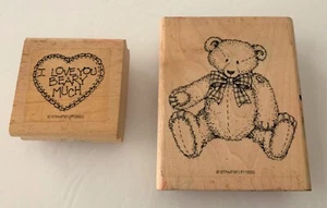 TWO 1995 Stampin' Up RUBBER STAMPS Teddy Bear & I Love You Beary Much STAMPING 2 - Picture 1 of 2