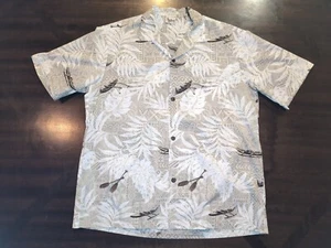Royal Creations Hawaiian Shirt Mens XL Beige Brown White Outrigger Canoes Palms - Picture 1 of 7