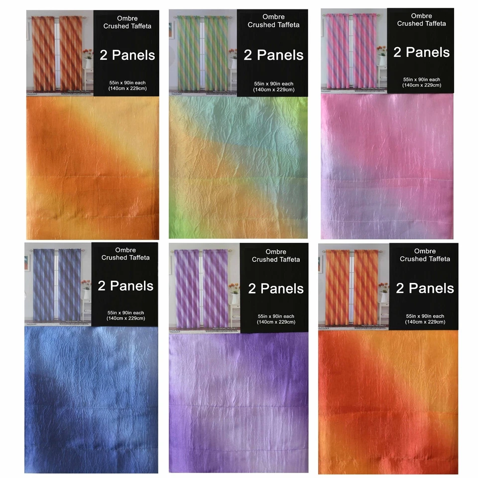 Набор занавесок для окон из дробленой тафты 2 панели: диагональный дизайн Ombre - Изображение 1 из 1