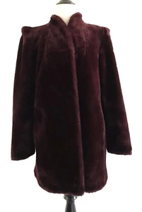Vintage Avec Tu Luxus Pelzmantel Damen Größe 10 Burgunderrot Schalkragen - Bild 1 von 12