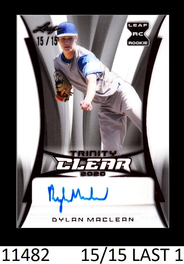 1-2020 LEAF TRINITY CLEAR RED PARALLEL AUTO DYLAN MacLEAN RANGERS 15/15 LAST 1 - Image 1 of 1