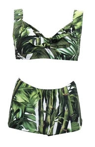 NWT595GBP DOLCE & GABBANA GREEN LEAF TROPICAL JUNGLE BIKINI Swimwear 5IT UK14 XL - Picture 1 of 9