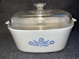 Corning Ware Casserole Dish A-5-B VTG Blue Cornflower LG 5QT Pyrex Lid A-12-C - Picture 1 of 11