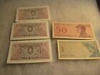 1964 Bank Indonesia Banknote 50 Sen & 1Sen + 3 other Asia Paper Currency Money