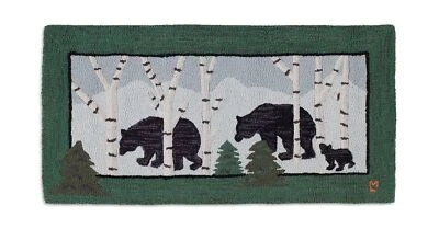 CHANDLER 4 CORNERS Artist-Designed Three Bears Hand-Hooked Wool Accent Rug (24 in x 48 in) Wildl...