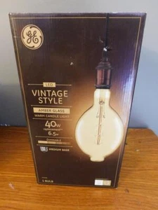GE Vintage Style LED Light Bulb Amber Glass Warm Candle Light 40 Watt BT56 - Picture 1 of 1