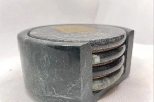 A R KAMM Granite Round Placemats Salm Crystal ADVERTISING Orig Box - Picture 1 of 5