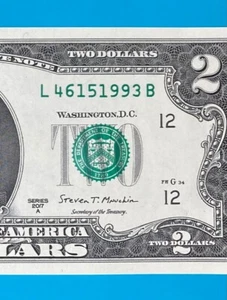 TRAILING YEAR 1993 : L 4615 1993 B $2 Two Dollar Bill Serial Number *UNC*   - Picture 1 of 3