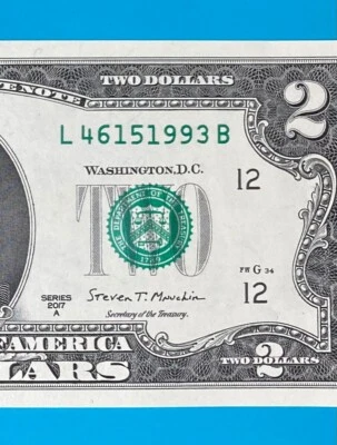 TRAILING YEAR 1993 : L 4615 1993 B $2 Two Dollar Bill Serial Number *UNC*   - Image 1 of 3