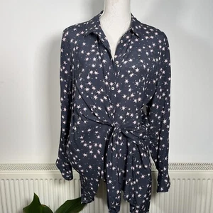 Como Nueva Blusa Camisa Top Terciopelo Talla 16 Serena Estampado Estrella Corbata Frontal - Imagen 1 de 11