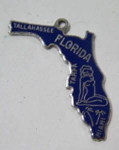 Beau Sterling Silver Florida Tallahassee Jacksonville Miami Tampa Souvenir Charm - Picture 1 of 7