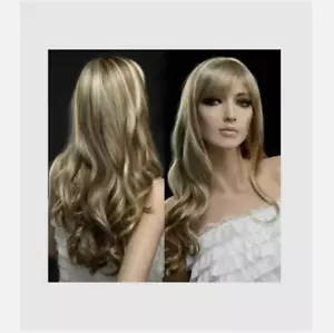 Real hair New Elegant Women Tousled Long Mix Blonde Wavy Human Hair Wigs - Picture 1 of 7