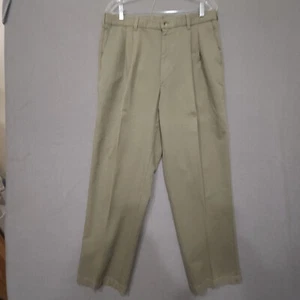 Savane Mens Golf Sage Green Pleated Stretch Khakis Size 36x30 - Picture 1 of 11