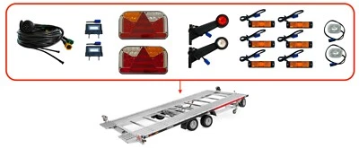 Anhängerbeleuchtung SET LED Rückleuchten LED Umrissleuchten 13 polig Kabel 8 m - Bild 1 von 4