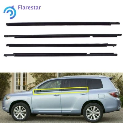 Cinturón exterior de barrido de 4 piezas negro para Toyota Highlander 2008-2010 Foto 1 de 4