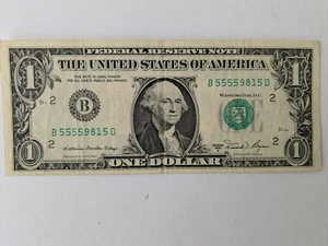 Fancy Serial Number $1 Dollar #55559815 (Five of a Kind) - Picture 1 of 1