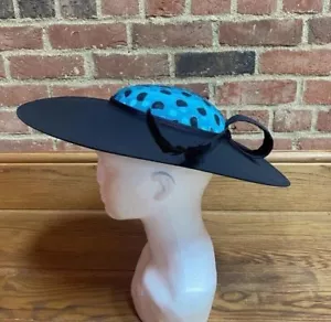 Vintage 80s Black And Teal Capelli Condici Hat/fascinator - Picture 1 of 4
