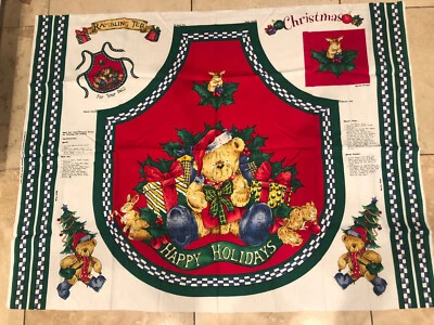 Panel Delantal de Tela Navidad FELICES FIESTAS “Rambling Ted” Oso de Peluche Foto 1 de 4