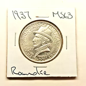 1937 Roanoke Commemorative Half Dollar Brilliant UNC Nice Coin - Picture 1 of 4
