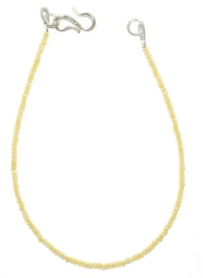 925 Fine Silver Yellow Zircon Gemstone 2 mm Round Beads 8" Strand Bracelet G-12 - Image 1 of 4