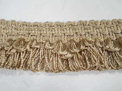 Conso 1 1/2" Taupe/Gold Loop Chainette Fringe- by the piece - Image 1 of 3