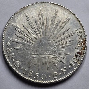 MEXICO 8 REALES SILVER COIN 1850 EAGLE - Picture 1 of 2