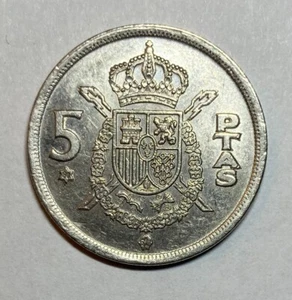 Spanish Money, 1975 Spain 5 Pesetas Coin - Picture 1 of 4