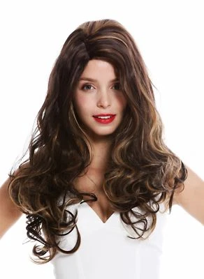 WIG ME UP Perücke Damen lang Mittelscheitel gelockt braun blond Highlights gesträhnt