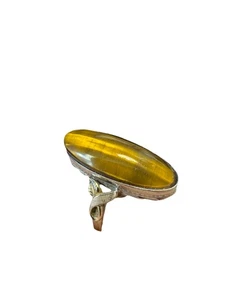 Vintage Sterlingsilber - Mexico längliches Tigerauge Blatt Ring Größe 8 - 5 g - Bild 1 von 4