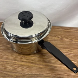 Vintage Lifetime Kochgeschirr Edelstahl T304 Soßenpfanne Topf und Deckel 2 Quart - Bild 1 von 23