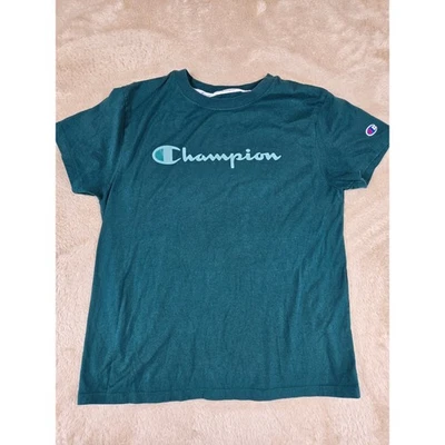 Camiseta Champion verde azulado manga corta cuello redondo auténtica ropa deportiva talla M Foto 1 de 4