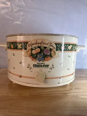 Vintage Rival Crock Pot/Slow Cooker 3355 Heating Base Only White Green Floral - Image 1 of 4
