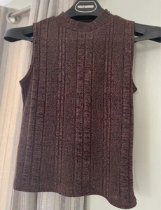 New Look Chocolate Knitted Vest Top Size 10 - Picture 1 of 3