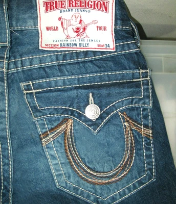 LO ÚLTIMO EE. UU. Pantalones de mezclilla True Religion @ Billy Rainbow -BW BOOTCUT para hombre 30 x 30 (ajuste 31x30) Foto 1 de 4