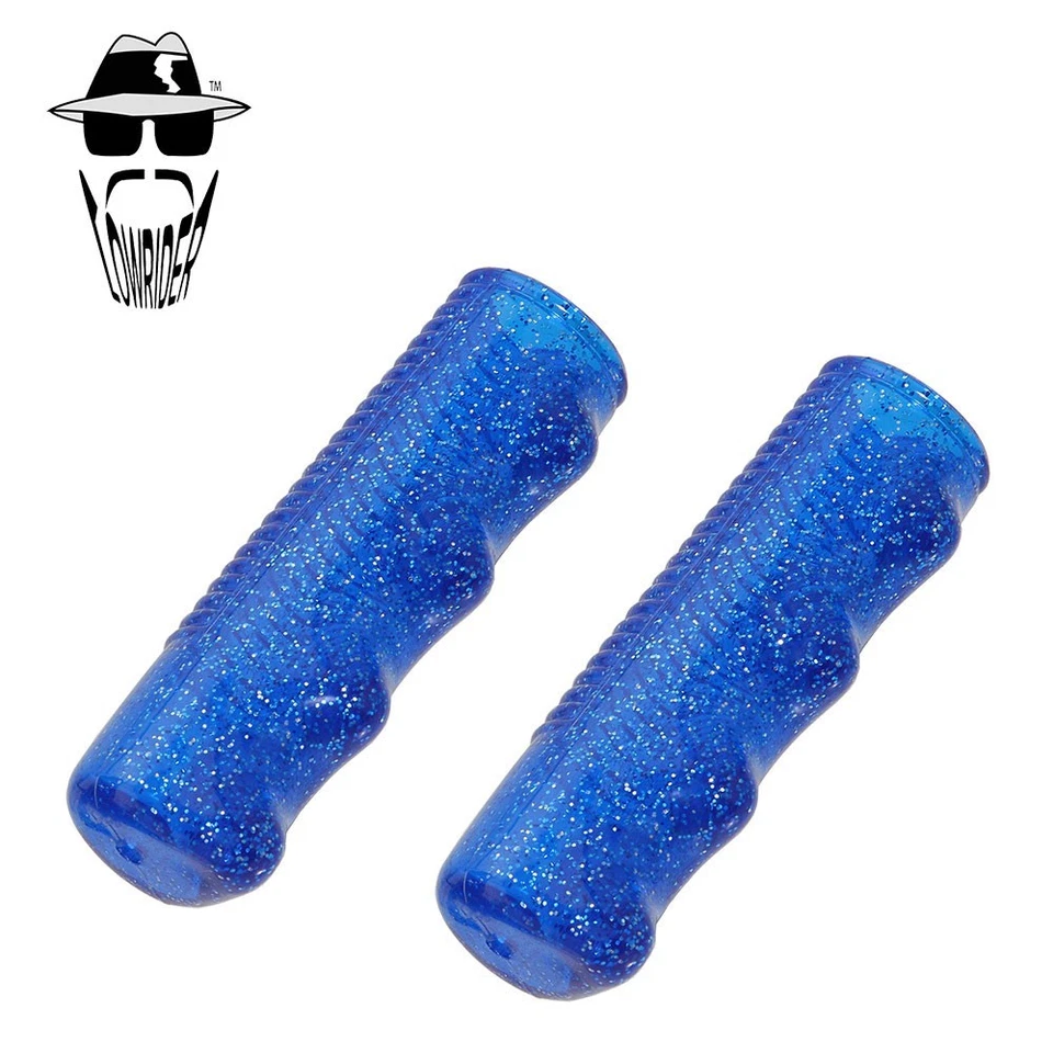 Original Lowrider Metallic Sparkle Flake Grips 7/8" x 95mm Sparkle Blue Pair. - Image 1 of 1