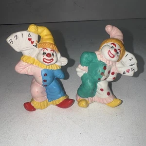 Vintage Clown mit Karten Figur Keramik 2 Stück - Bild 1 von 5