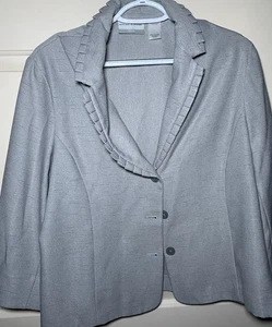 Alfred Dunner Women’s Blazer Jacket Gray 3-Button Gray Trim Notch Collar 16P - Imagen 1 de 4