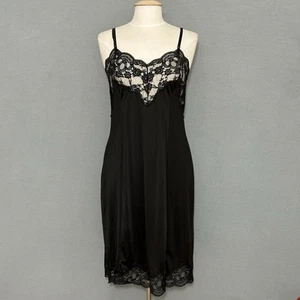 VTG 60s Wonder Maid Womens Slip 38 Black Nylon Babydoll Chemise Dress Retro Y2K - Picture 1 of 13