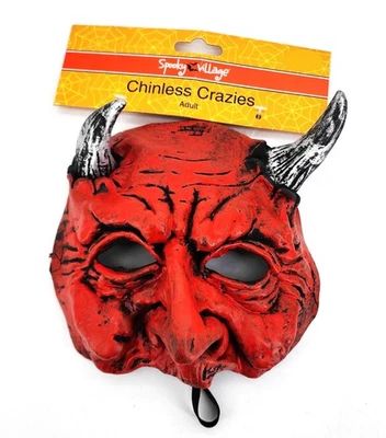 Scary Halloween Deluxe Chinless Deluxe Devil Mask with Horns Adult/Teen - Image 1 of 3