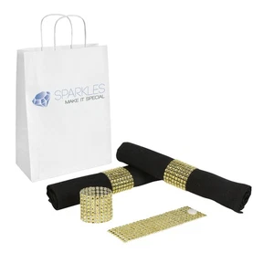 50 Gold Rhinestone Napkin Rings - 8 Row Reusable Fasteners - Picture 1 of 5
