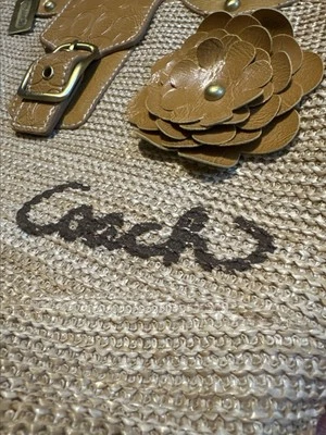 Vtg Coach No. 40725 Woven Straw Summer Handbag/Shoulder Bag Tan Leather Accents - Image 1 of 4