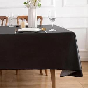 NLMUVW Vinyl Tablecloth with Flannel Backing 100% 52x52 inch, Black - Picture 1 of 6