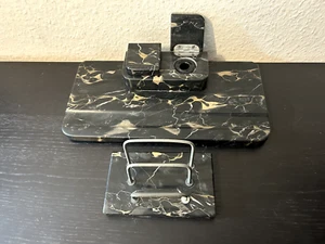Schreibtisch Set Tintenfass & Briefhalter Portoro Marmor Schwarz / Top ca. 1965 - Bild 1 von 10