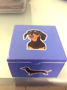Dachshund Dog Wood Trinket Jewelry Ring Box 4X3 KEEPSAKE PERIWINKLE Mr. Wienie - Picture 1 of 10