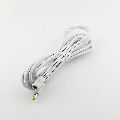 DC Power CCTV 5.5mm x 2.1mm Female To Male Plug Adapter Extension Cable White 3m - Image 1 of 4